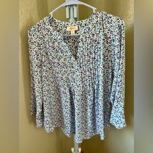 STYLUS Women's Floral Blouse - Blue, Purple and Green.